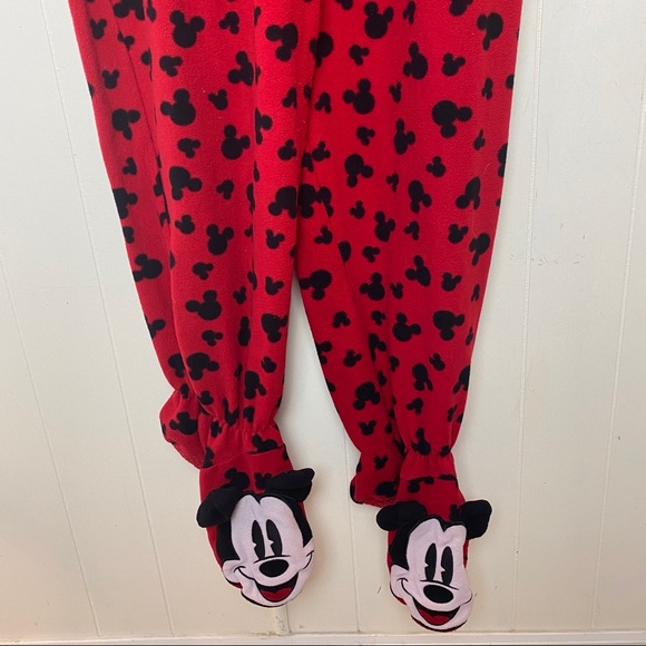 Disney Mickey Mouse Red & Black Mickey Footed PJ’s Women’s Size Large - Picture 2 of 10